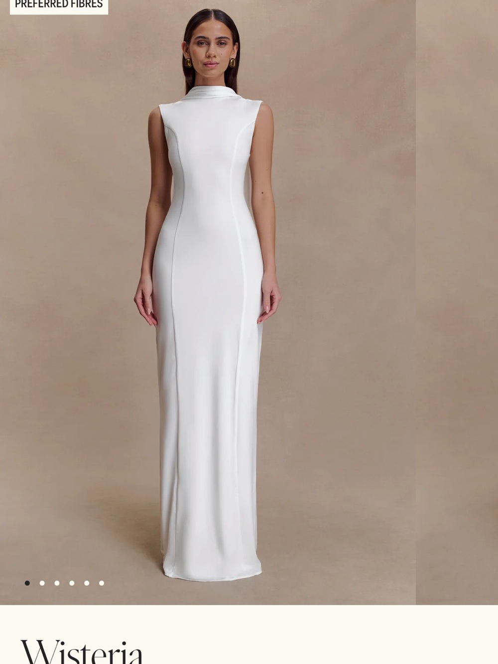 Meshki Wisteria Maxi Dress White Sleeveless High-Neck Column Dress w/ Cape NWT
